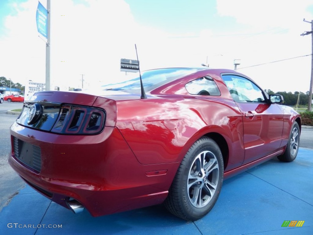 2014 Mustang V6 Premium Coupe - Ruby Red / Medium Stone photo #3