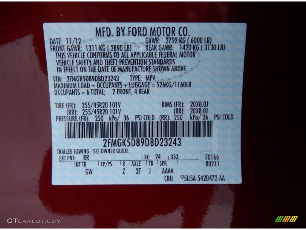 2013 Flex Limited - Ruby Red Metallic / Charcoal Black photo #13