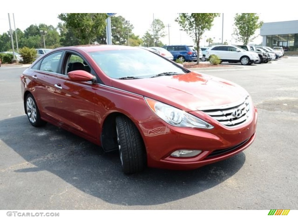 2011 Sonata SE 2.0T - Venetian Red / Black photo #3
