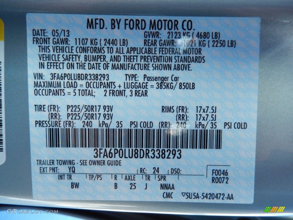 2013 Fusion Hybrid SE - Ice Storm Metallic / Charcoal Black photo #14