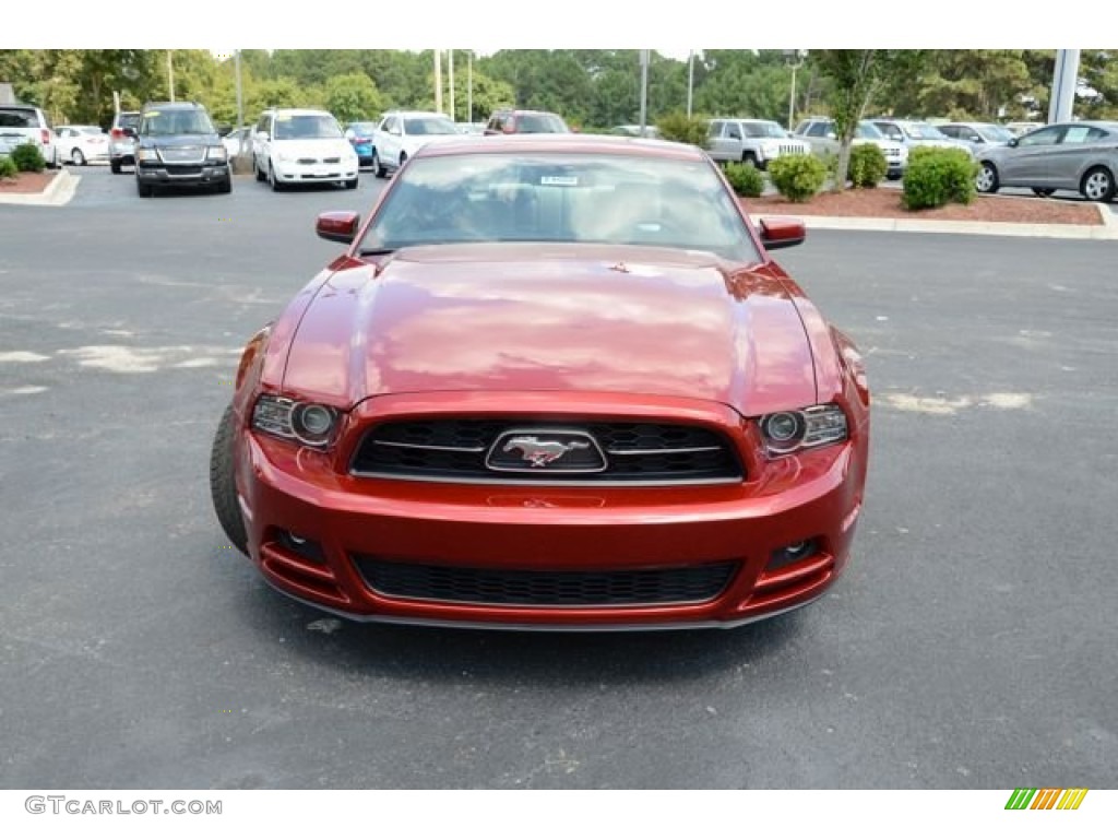 2014 Mustang V6 Premium Coupe - Ruby Red / Medium Stone photo #2