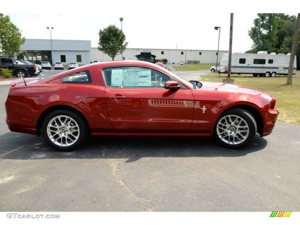 2014 Mustang V6 Premium Coupe - Ruby Red / Medium Stone photo #4