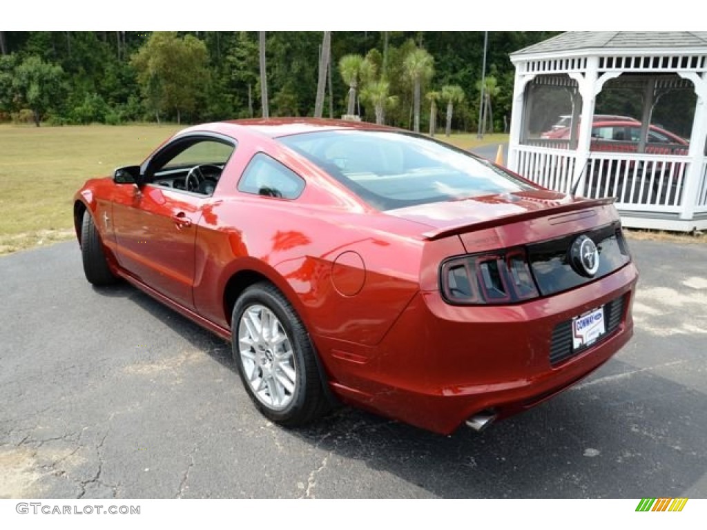 2014 Mustang V6 Premium Coupe - Ruby Red / Medium Stone photo #7
