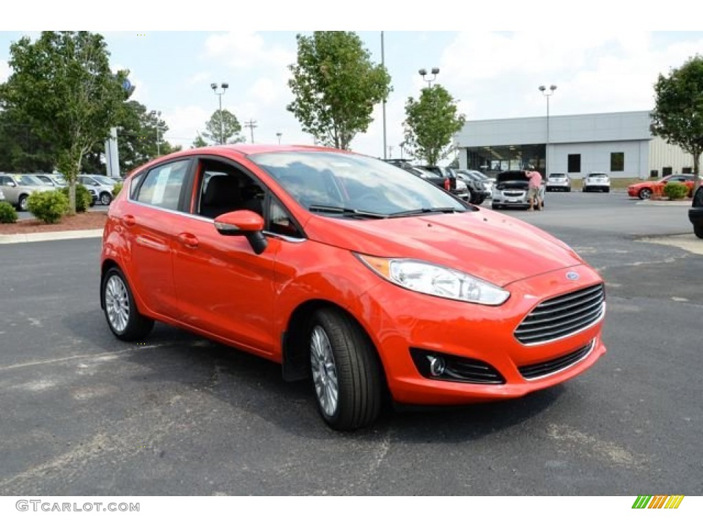 Race Red 2014 Ford Fiesta Titanium Hatchback Exterior Photo #85666751