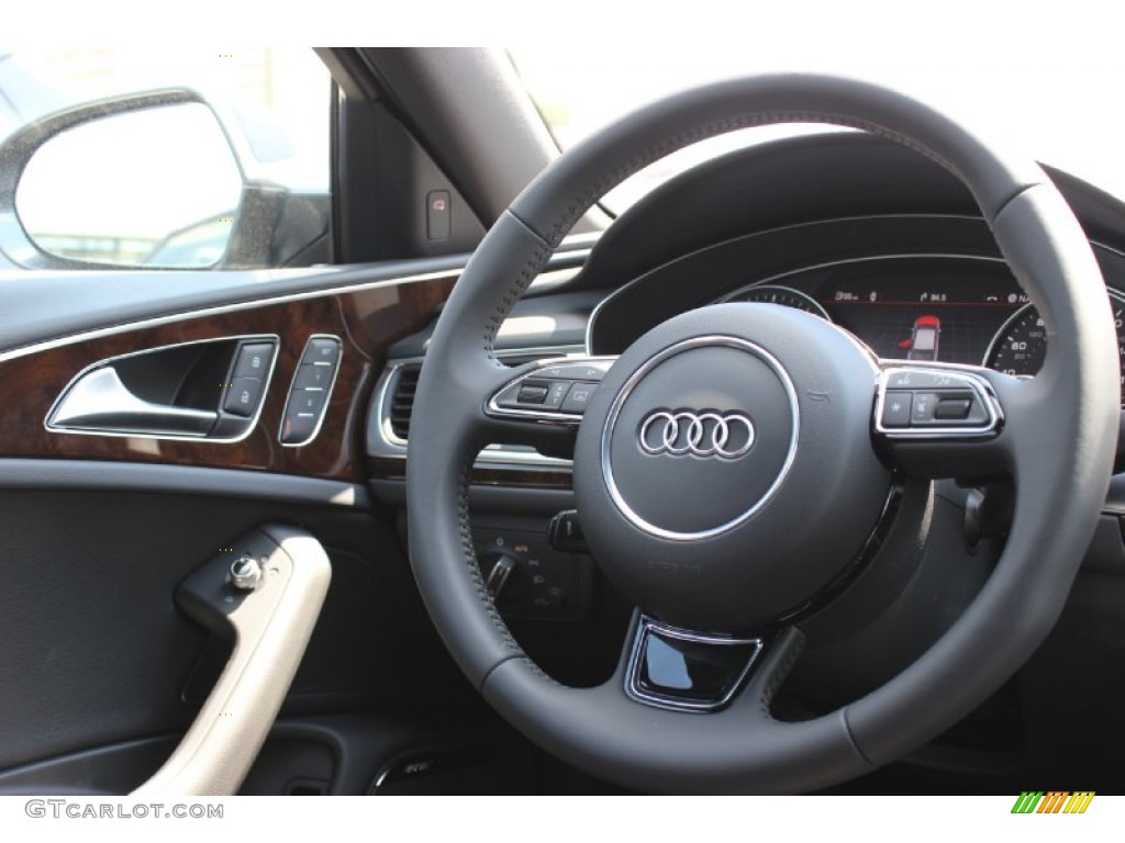 2014 Audi A6 3.0T quattro Sedan Black Steering Wheel Photo #85672355