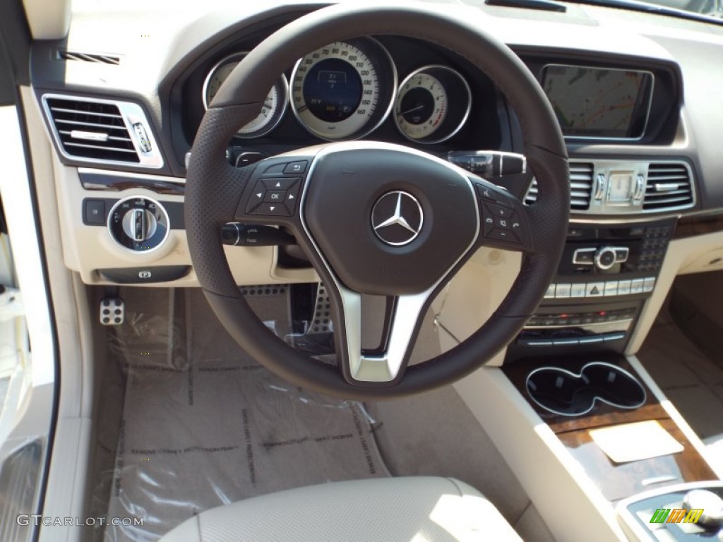 2014 E 350 Coupe - Diamond White Metallic / Silk Beige/Espresso Brown photo #9