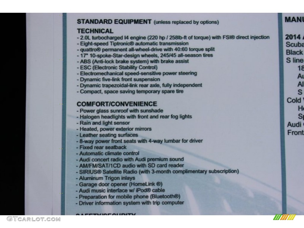 2014 Audi A4 2.0T quattro Sedan Window Sticker Photo #85677272