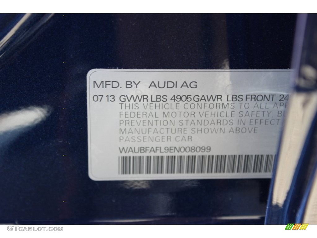 2014 A4 2.0T quattro Sedan - Scuba Blue Metallic / Black photo #44