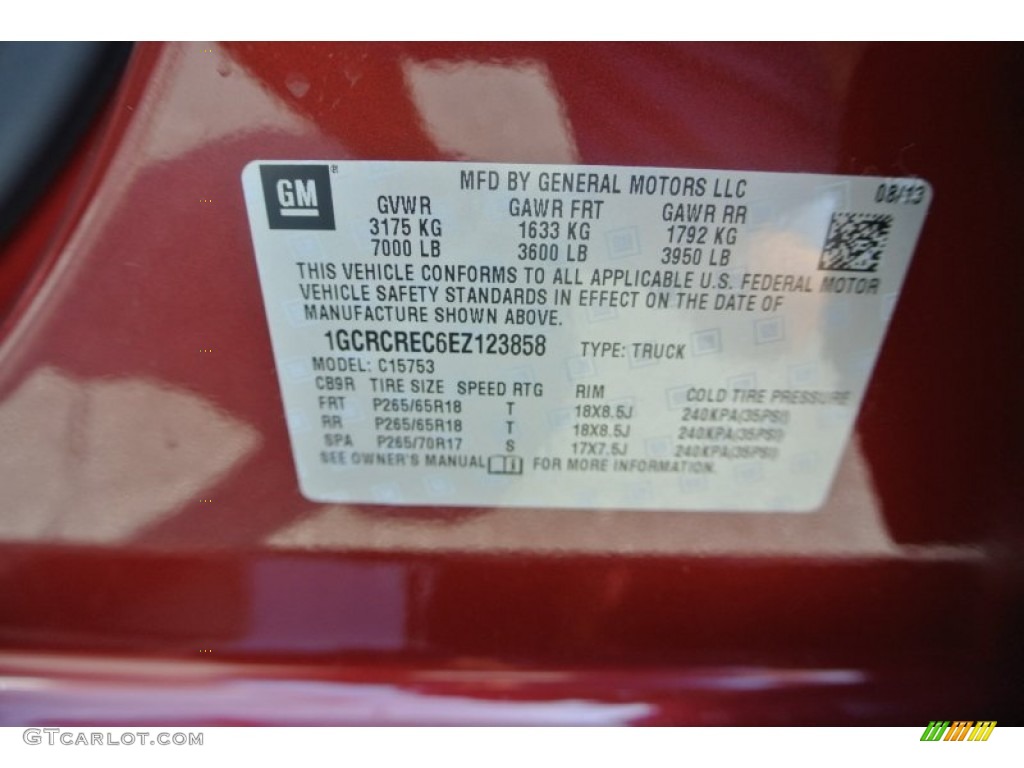 2014 Chevrolet Silverado 1500 LT Double Cab Info Tag Photos