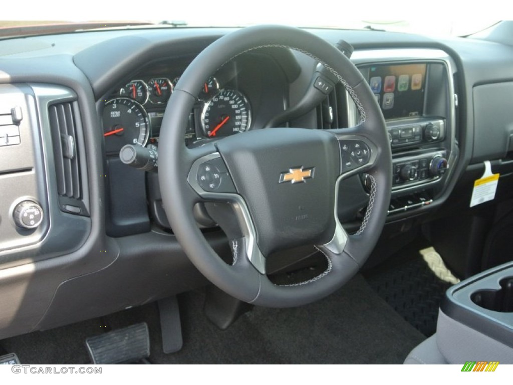 2014 Chevrolet Silverado 1500 LT Double Cab Jet Black/Dark Ash Steering Wheel Photo #85677629