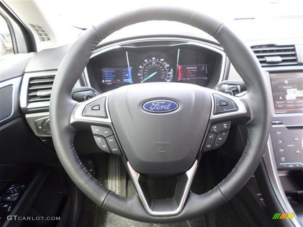 2014 Ford Fusion Titanium Charcoal Black Steering Wheel Photo #85678310
