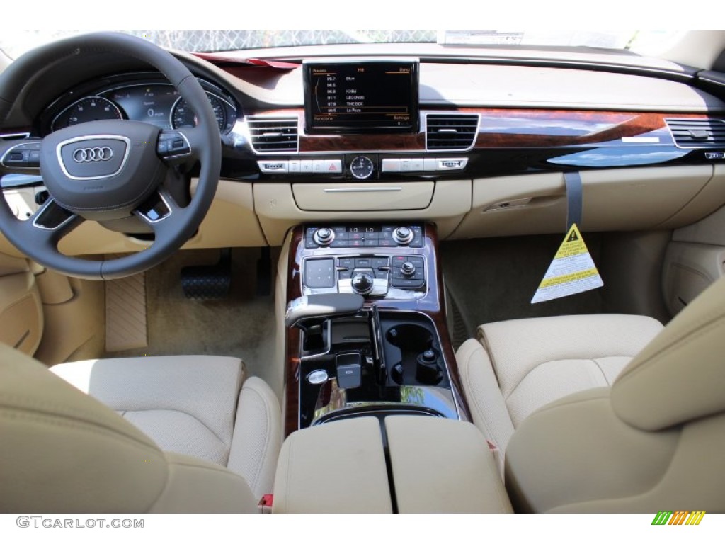 2014 Audi A8 L 3.0T quattro Velvet Beige Dashboard Photo #85679177