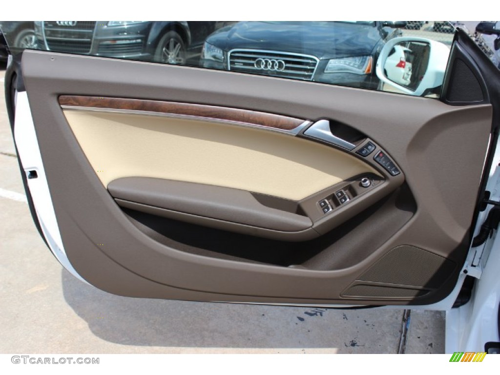 2014 Audi A5 2.0T quattro Cabriolet Velvet Beige Door Panel Photo #85679645