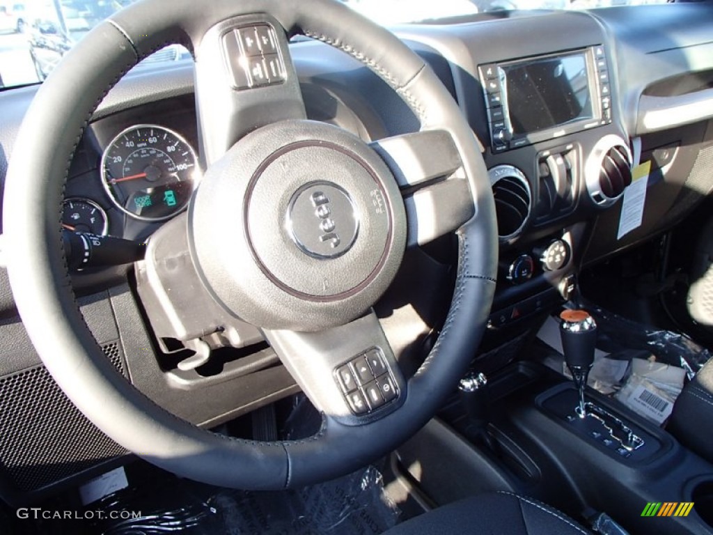 2014 Jeep Wrangler Sahara 4x4 Black Steering Wheel Photo #85680725