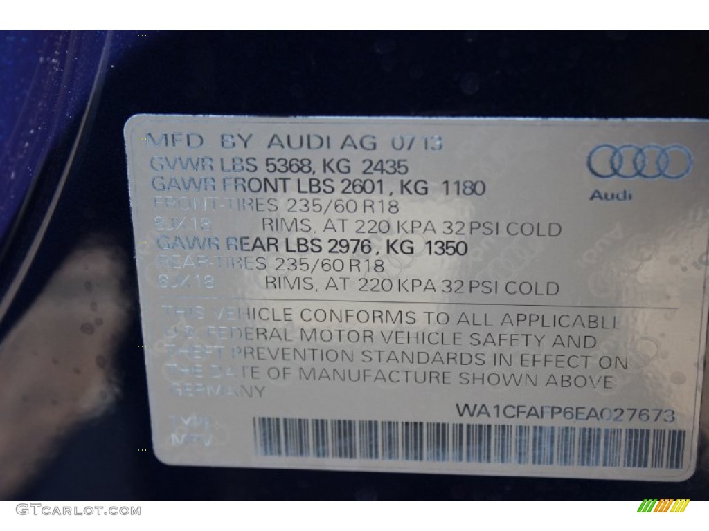 2014 Audi Q5 2.0 TFSI quattro Window Sticker Photo #85683329