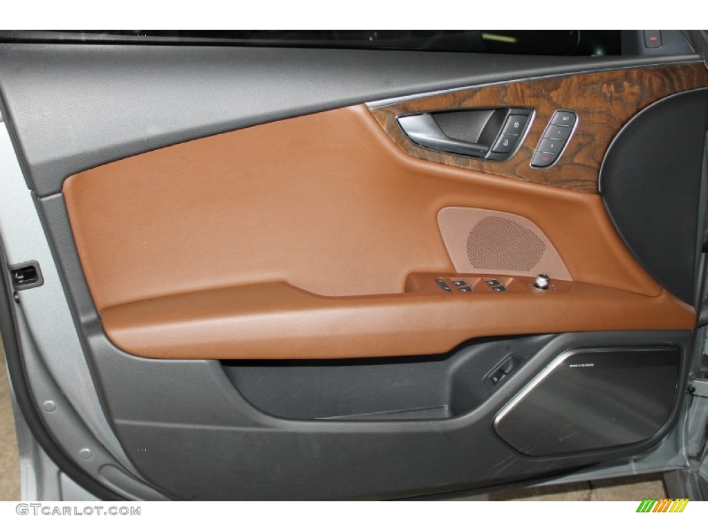 2013 Audi A7 3.0T quattro Premium Nougat Brown Door Panel Photo #85683920