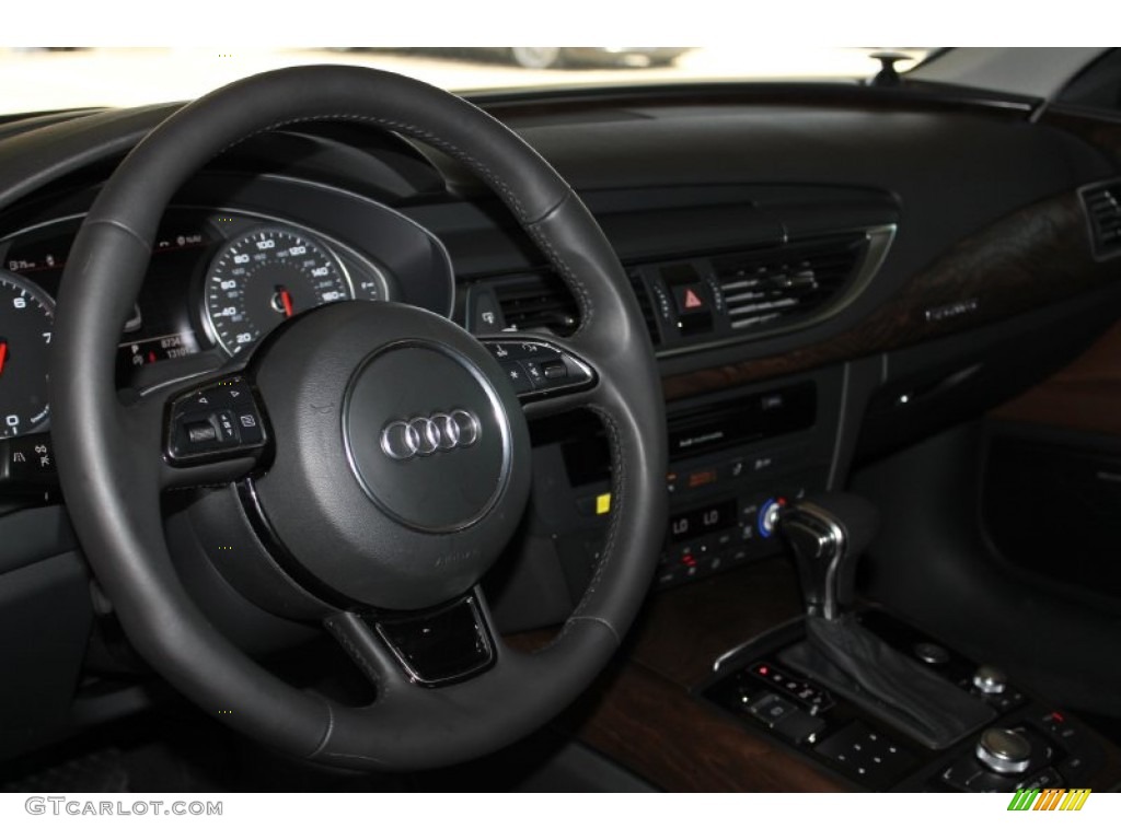 2013 Audi A7 3.0T quattro Premium Nougat Brown Steering Wheel Photo #85684034