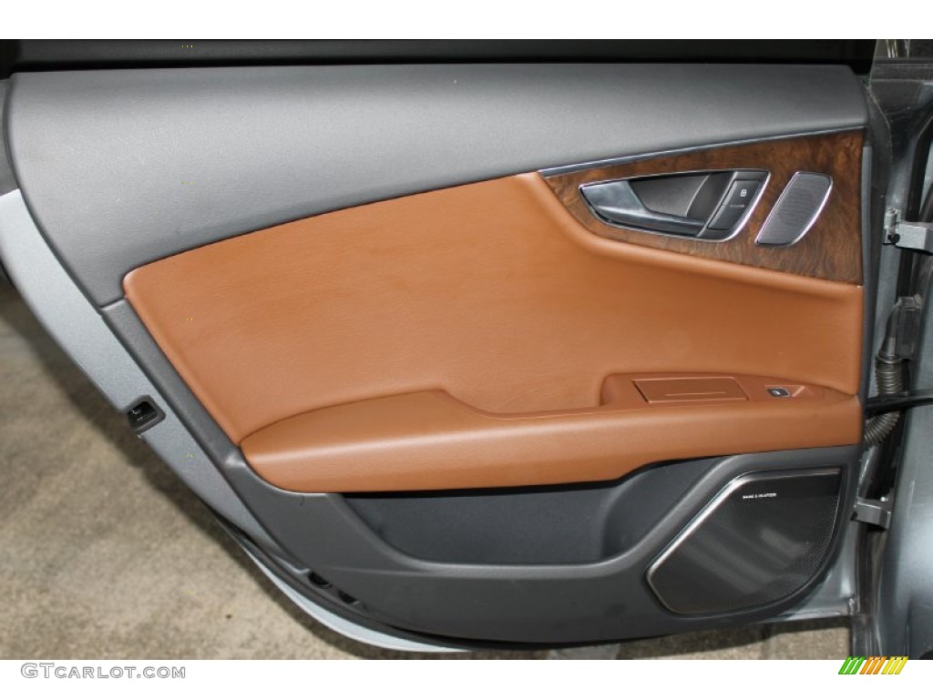2013 Audi A7 3.0T quattro Premium Nougat Brown Door Panel Photo #85684382