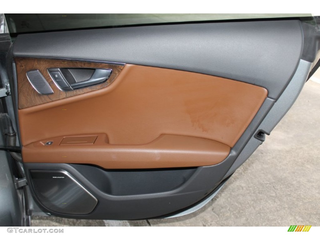 2013 Audi A7 3.0T quattro Premium Nougat Brown Door Panel Photo #85684544