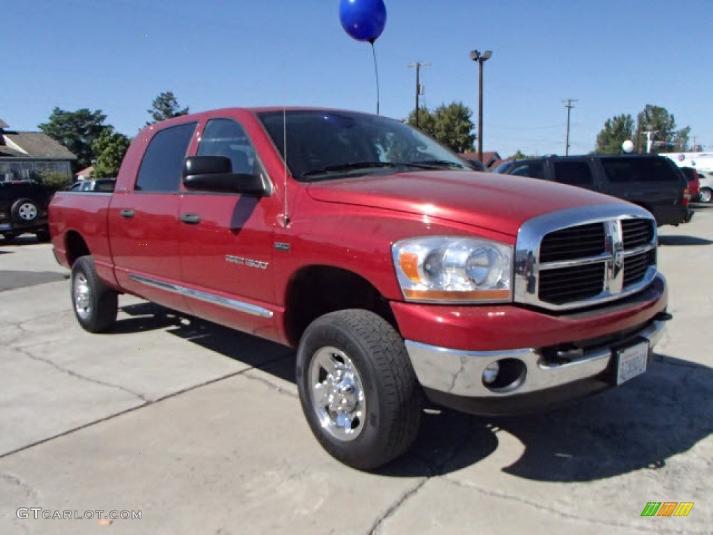 2006 Ram 1500 SLT Mega Cab 4x4 - Inferno Red Crystal Pearl / Medium Slate Gray photo #3