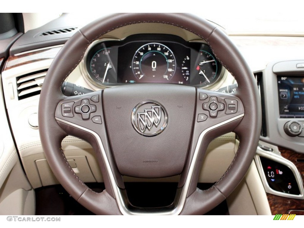 2014 Buick LaCrosse Leather Light Neutral Steering Wheel Photo #85694315