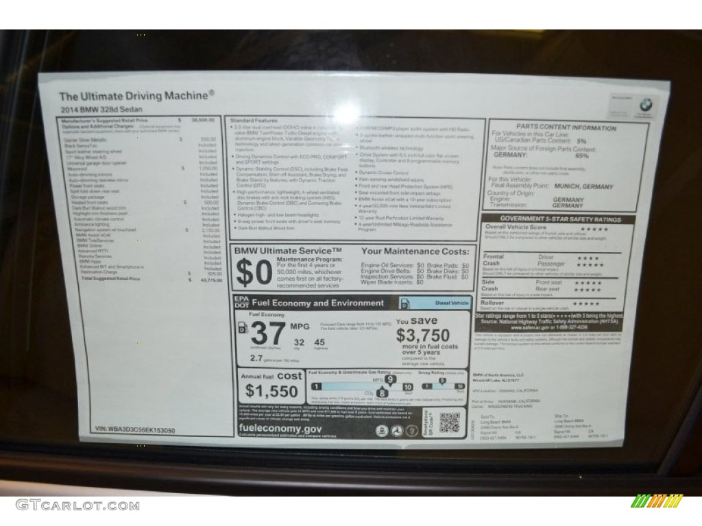 2014 3 Series 328d Sedan - Glacier Silver Metallic / Black photo #5