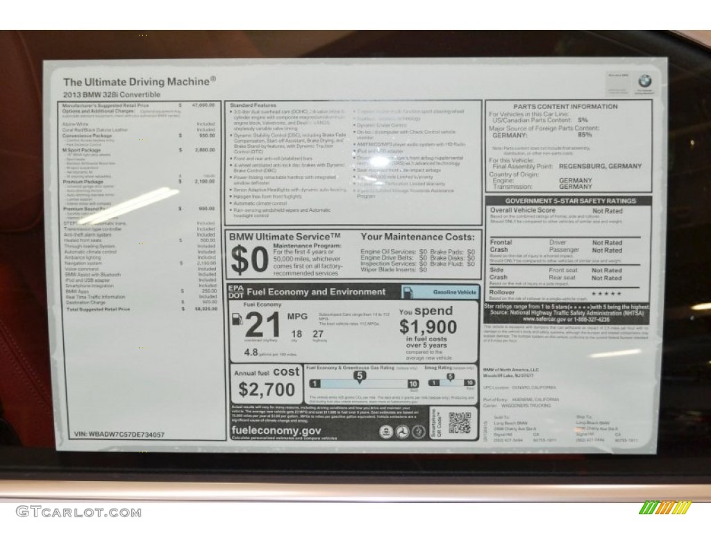 2013 3 Series 328i Convertible - Alpine White / Coral Red/Black photo #4