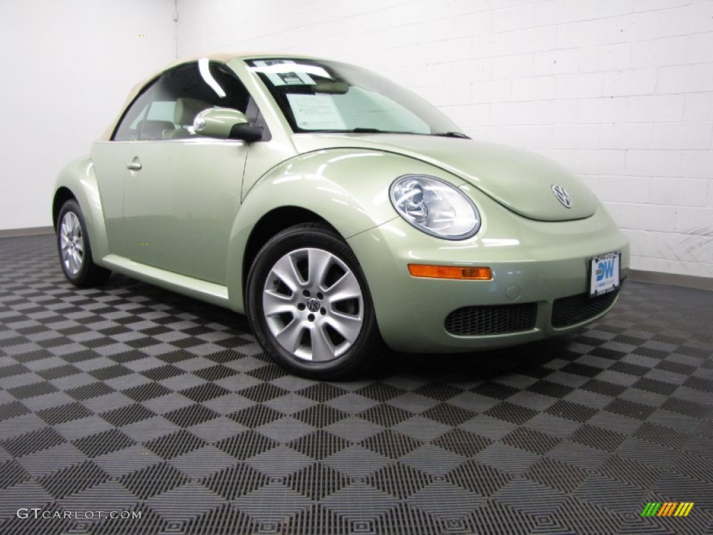 2008 New Beetle S Convertible - Gecko Green / Cream Beige photo #1