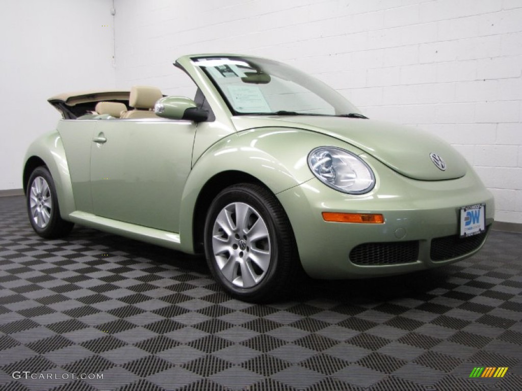 2008 New Beetle S Convertible - Gecko Green / Cream Beige photo #2