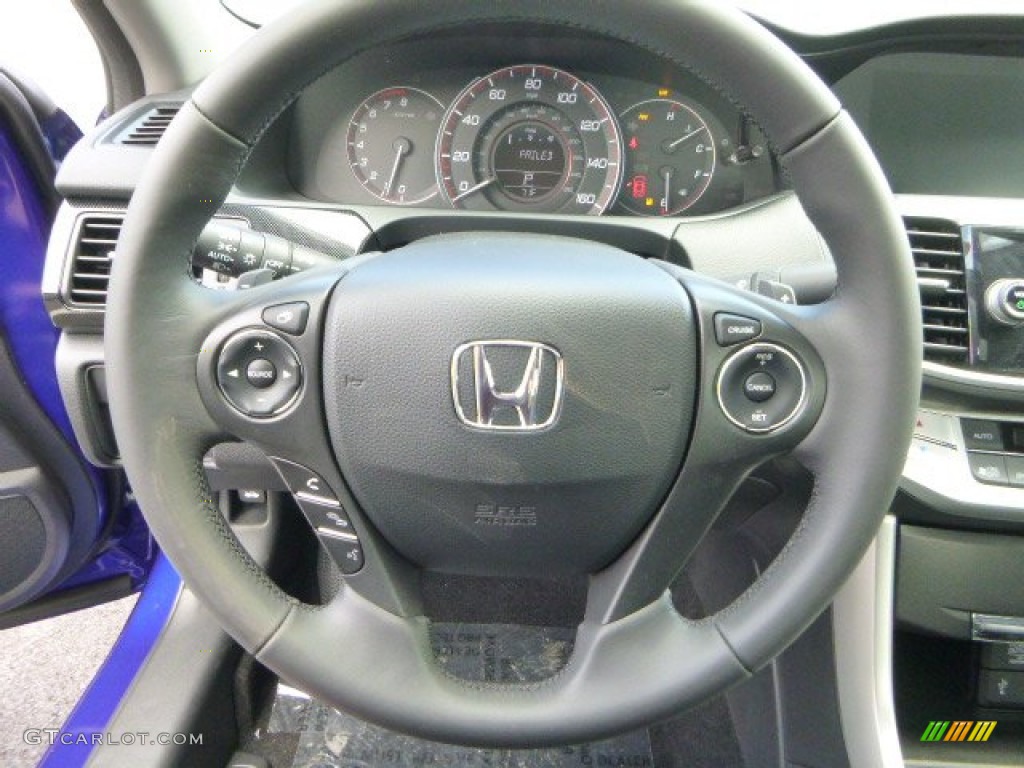 2014 Honda Accord EX-L Coupe Black Steering Wheel Photo #85710046