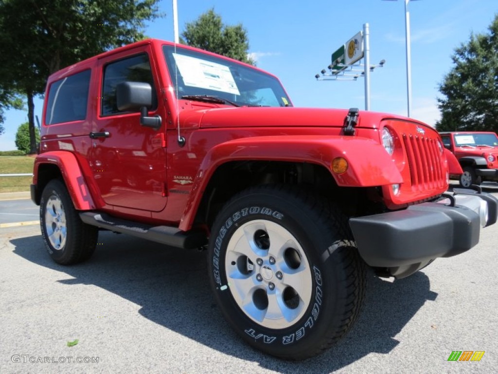 Flame Red 2014 Jeep Wrangler Sahara 4x4 Exterior Photo #85712620