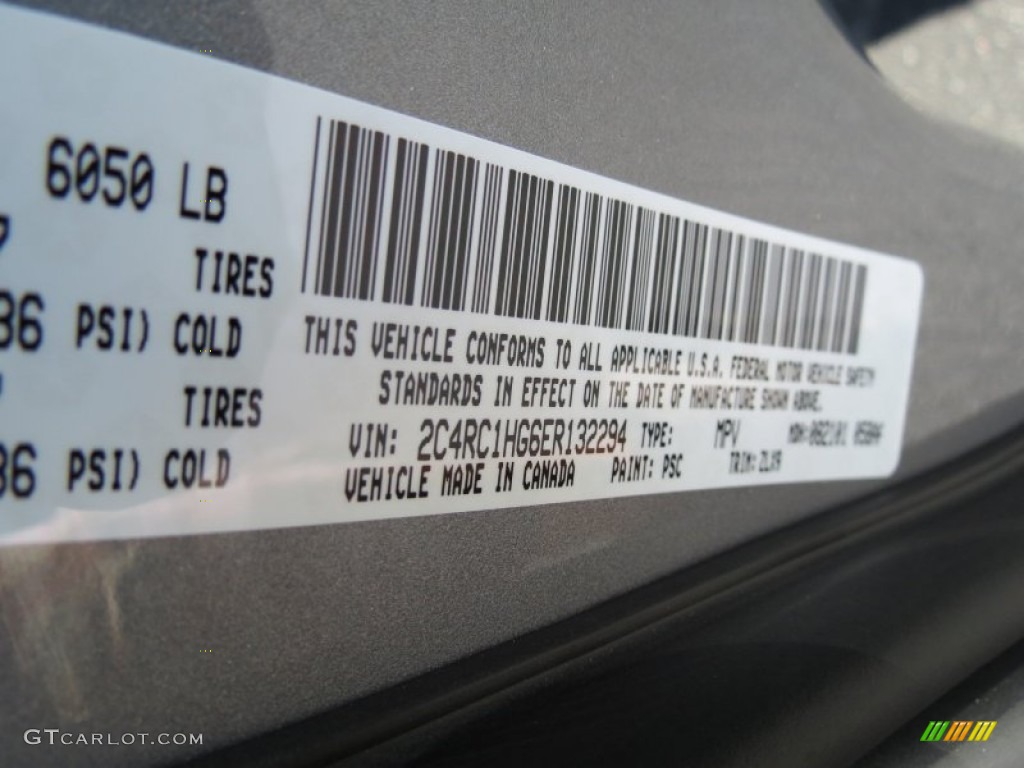 2014 Town & Country Color Code PSC for Billet Silver Metallic Photo #85715164