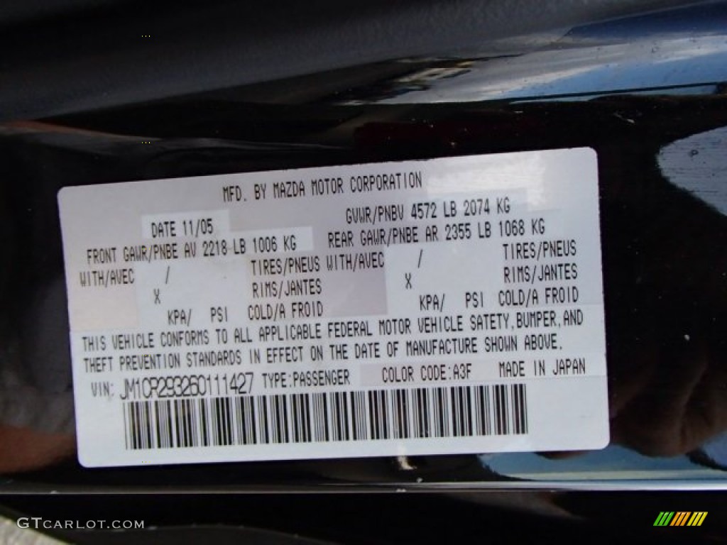 2006 Mazda MAZDA5 Sport Color Code Photos