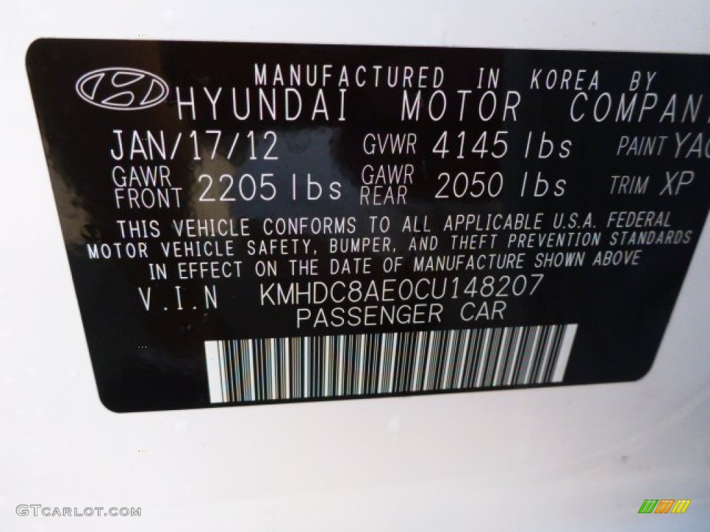 2012 Elantra SE Touring - Monaco White / Black photo #17