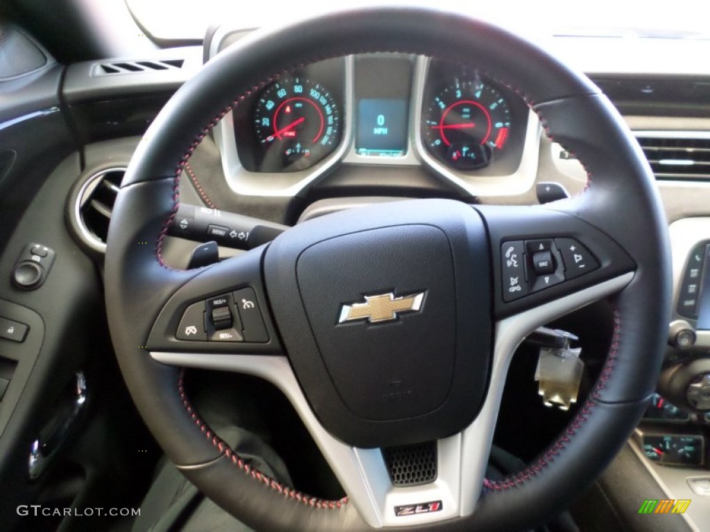 2013 Chevrolet Camaro ZL1 Convertible Black Steering Wheel Photo #85723174