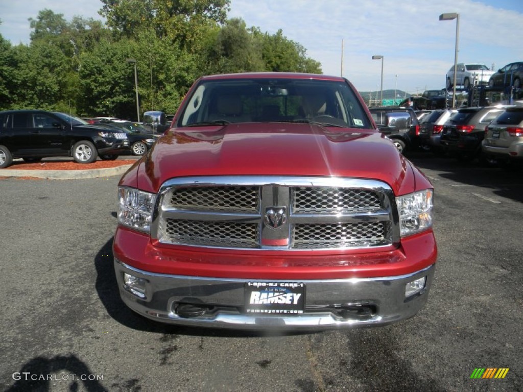 2009 Ram 1500 Laramie Crew Cab 4x4 - Inferno Red Crystal Pearl / Light Pebble Beige/Bark Brown photo #8