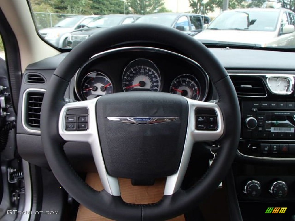 2014 Chrysler 200 Limited Sedan Black/Light Frost Beige Steering Wheel Photo #85725112