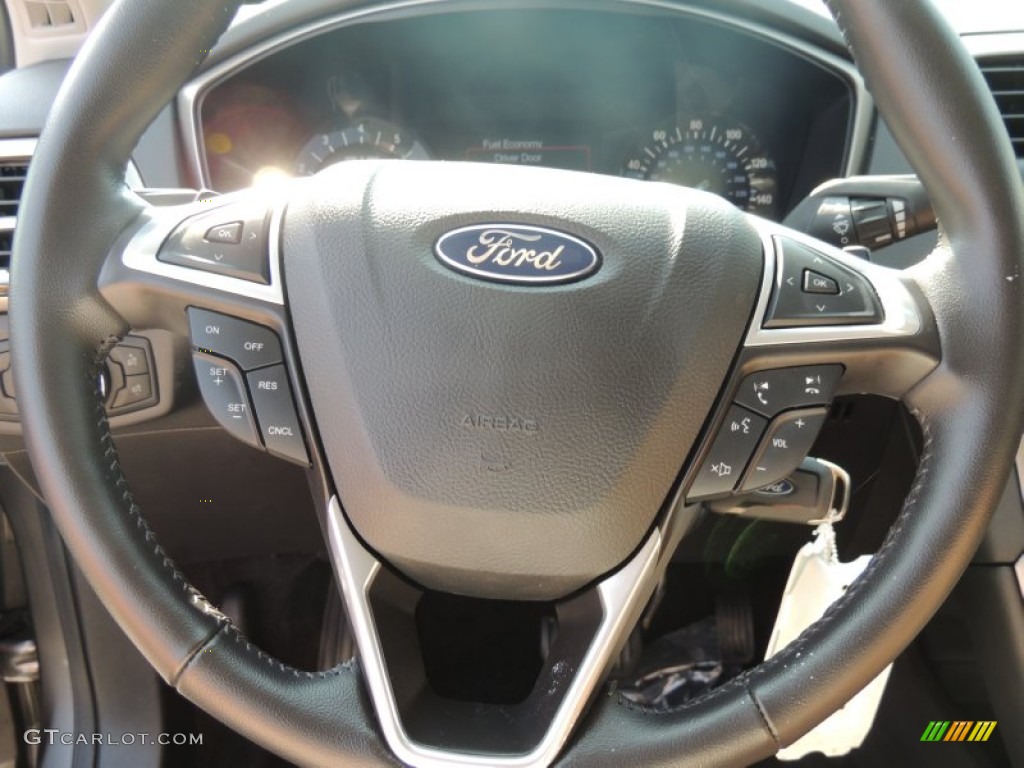 2013 Ford Fusion SE 2.0 EcoBoost Charcoal Black Steering Wheel Photo #85730524