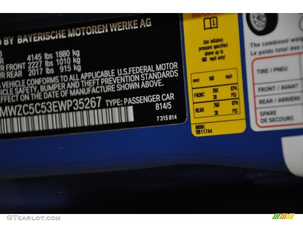 2014 Cooper Color Code B14 for True Blue Metallic Photo #85733452