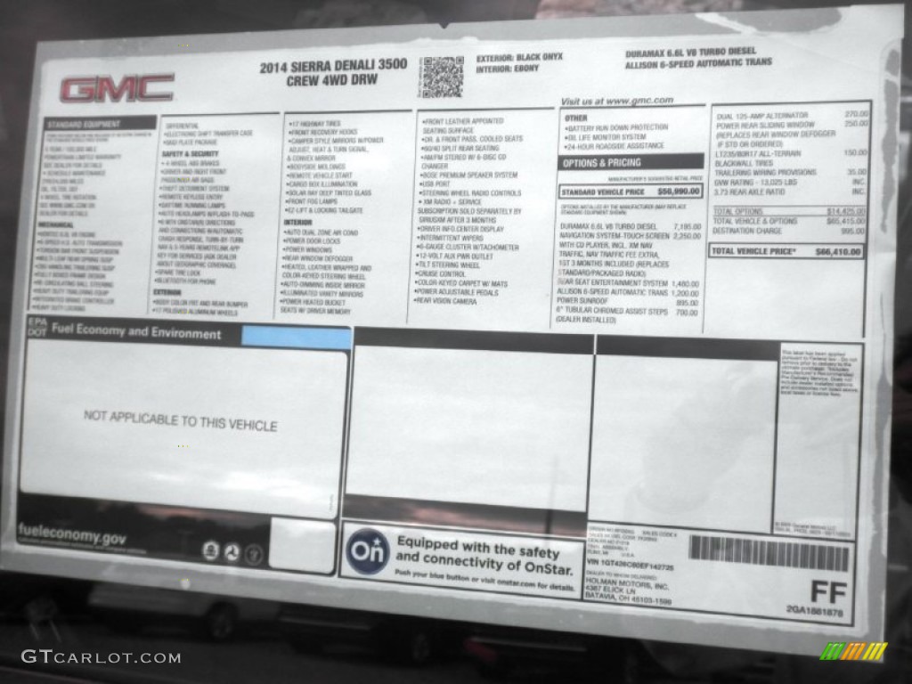 2014 GMC Sierra 3500HD Denali Crew Cab 4x4 Dually Window Sticker Photo #85741018