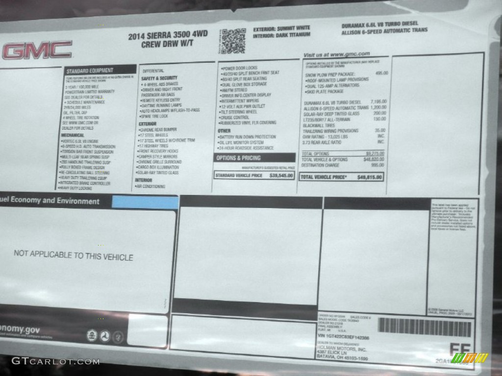2014 GMC Sierra 3500HD Crew Cab 4x4 Dually Window Sticker Photos