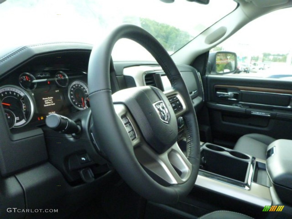 2014 Ram 1500 Laramie Quad Cab 4x4 Black Steering Wheel Photo #85760706