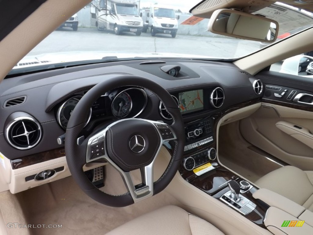 Beige/Brown Interior 2014 Mercedes-Benz SL 550 Roadster Photo #85766202