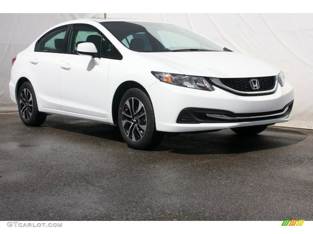 2013 Civic EX Sedan - Taffeta White / Beige photo #1