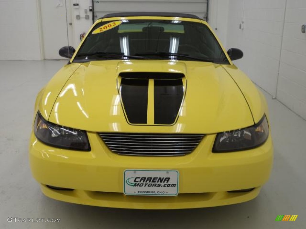 2003 Mustang GT Convertible - Zinc Yellow / Dark Charcoal photo #12