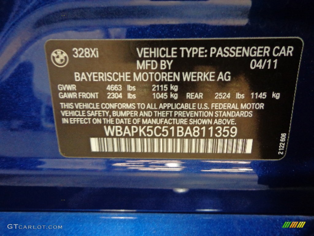 2011 3 Series 328i xDrive Sedan - Montego Blue Metallic / Black Dakota Leather photo #11