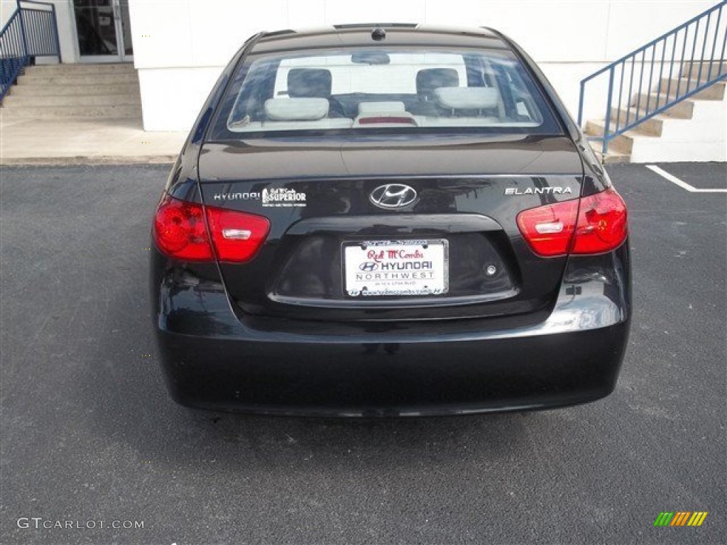 2009 Elantra SE Sedan - Black Pearl / Beige photo #4