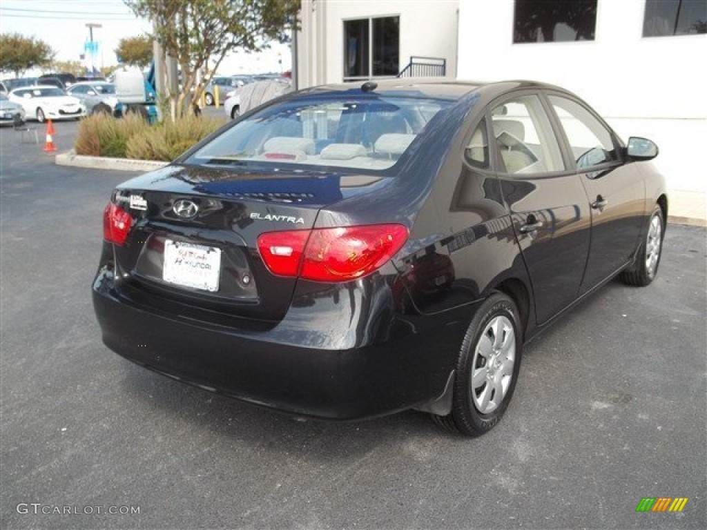 2009 Elantra SE Sedan - Black Pearl / Beige photo #5
