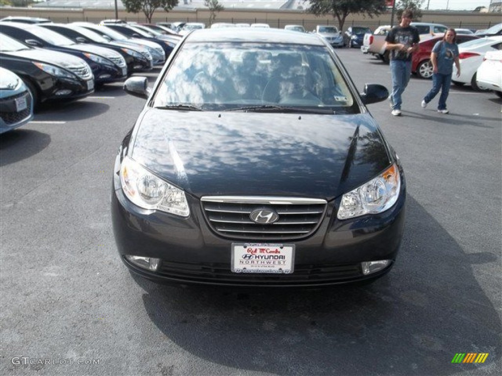 2009 Elantra SE Sedan - Black Pearl / Beige photo #8