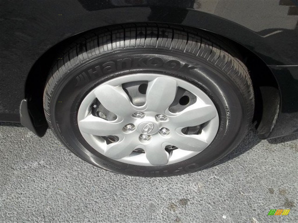 2009 Elantra SE Sedan - Black Pearl / Beige photo #9